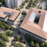 Vue aérienne cour campus